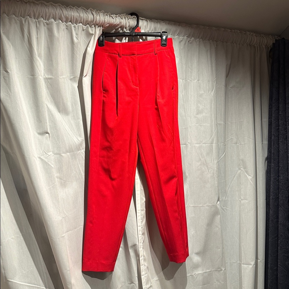 Red high rise ankle dress pants
